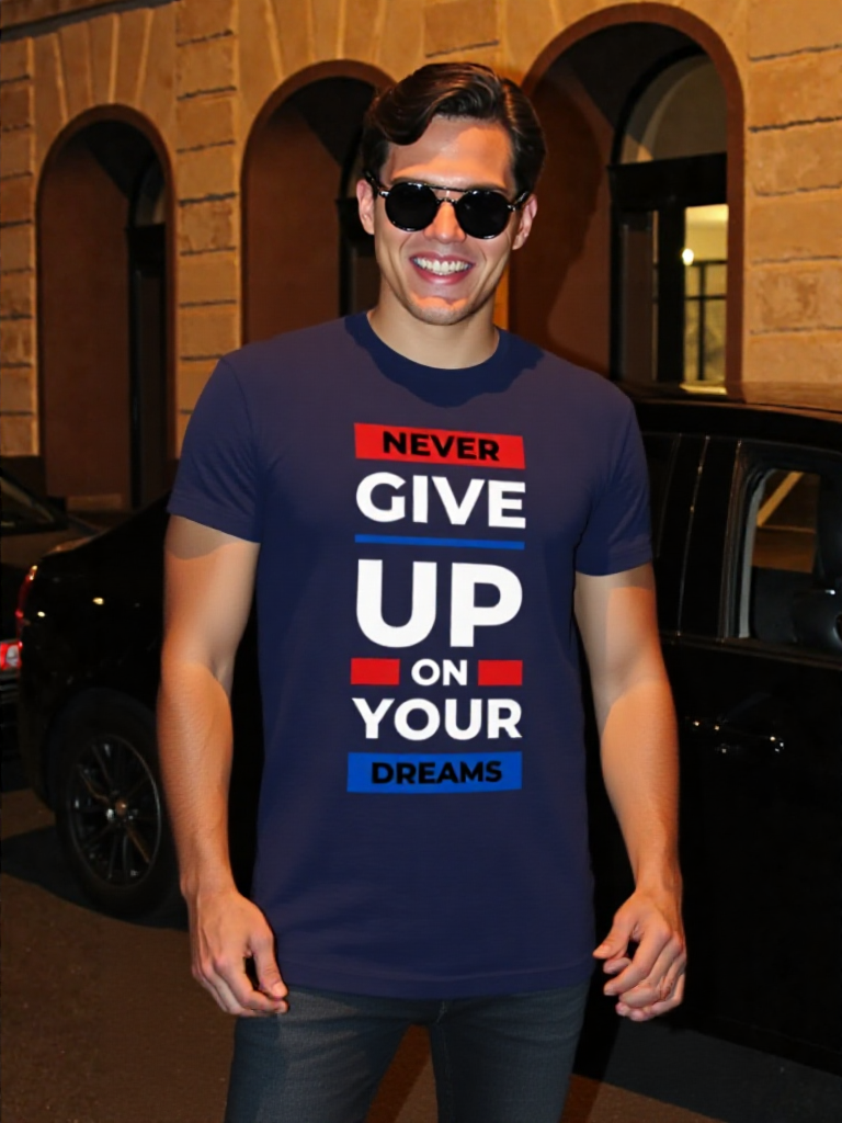 Never Give Up Graphic Tee (R,W,B)