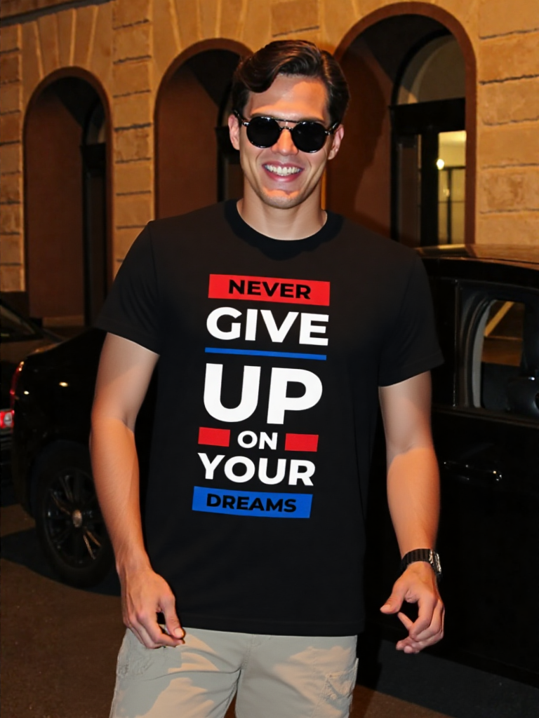 Never Give Up Graphic Tee (R,W,B)