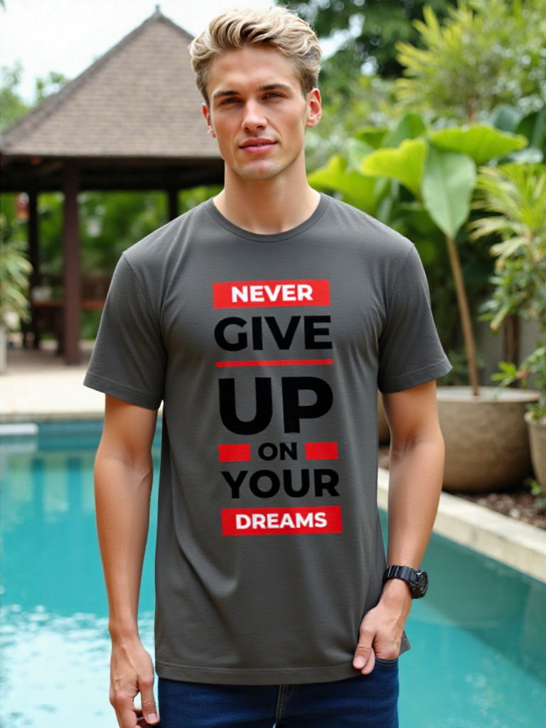 Never Give Up Graphic Tee (R,B)