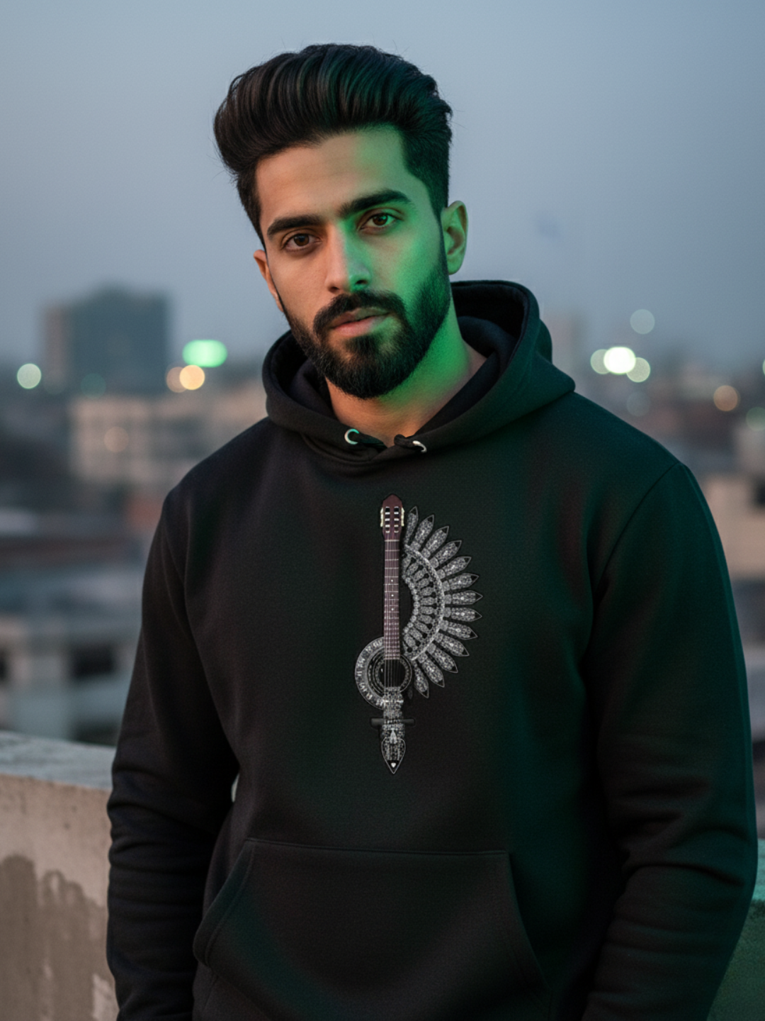 Half Guitar Tattoo Graphic Hoodie